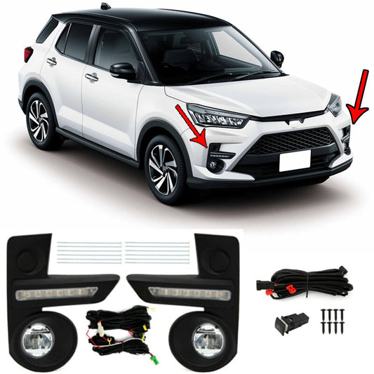 Suitable for Toyota RAIZE ROOMY 2019 - 2022, 1 set of LED DRL fog lights and daytime running lights.