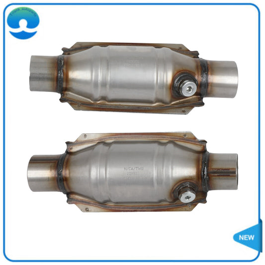 2Pcs Universal Catalytic Converter Weld-On 2.25 Inlet/Outlet Stainless Steel