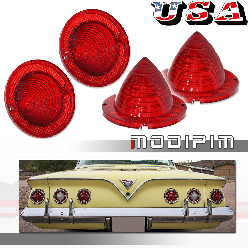 Suitable for 1960-1961 Impala for Chevrolet El Camino taillights, 4-piece set, red.