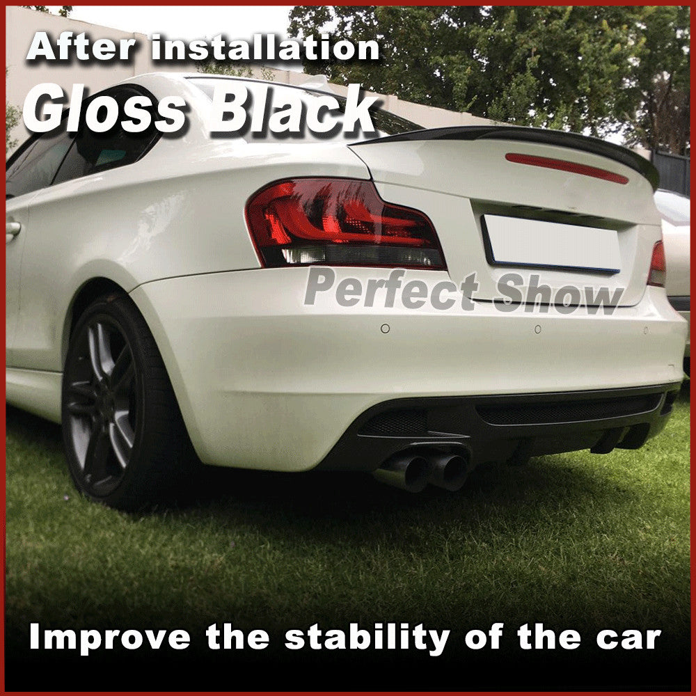Fit for BMW E82 E88 120i 125i 135i M Sport Gloss Black Rear Bumper Diffuser Lip