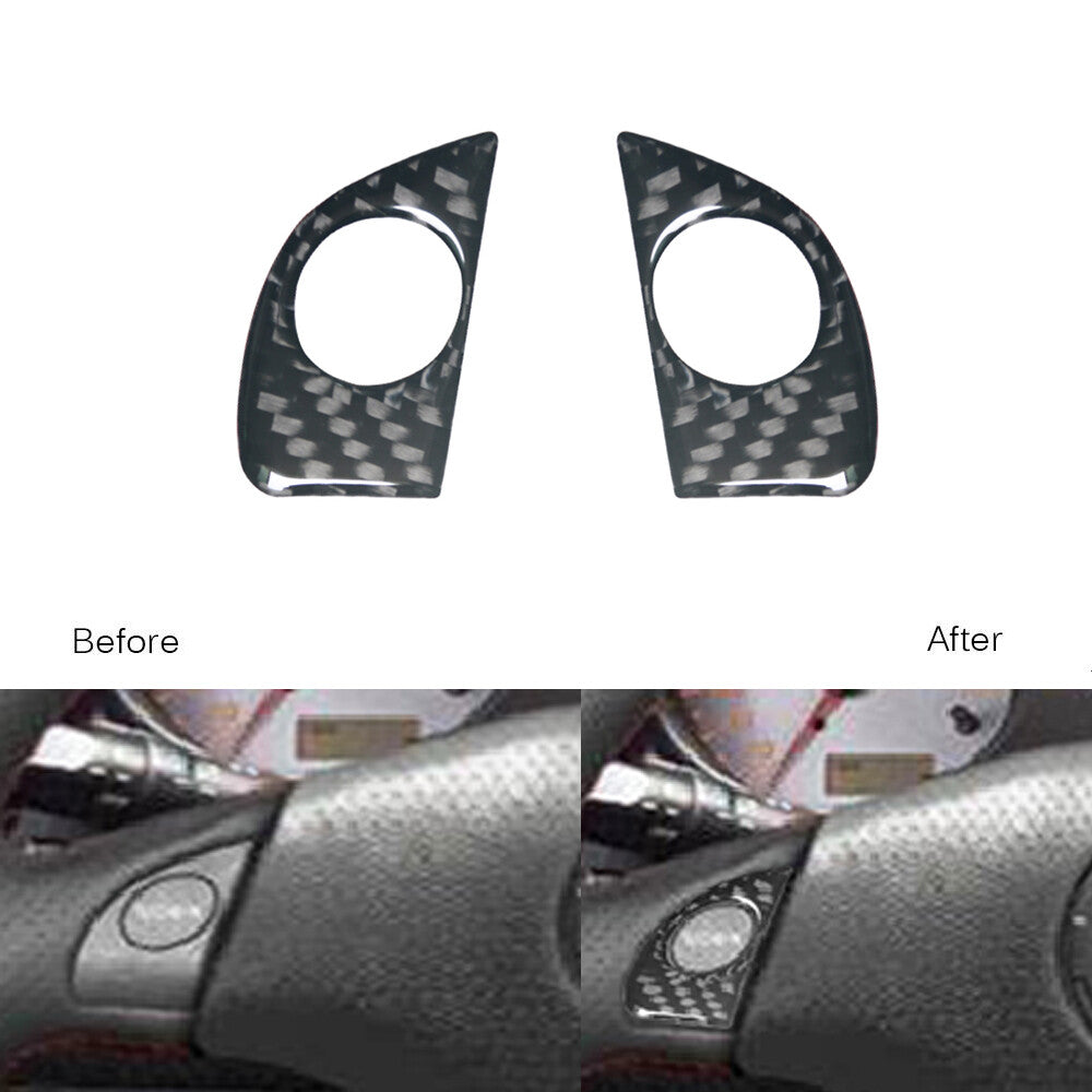 2Pcs Carbon Fiber Steering Wheel Button Panel Cover for Toyota Celica 2001-2005