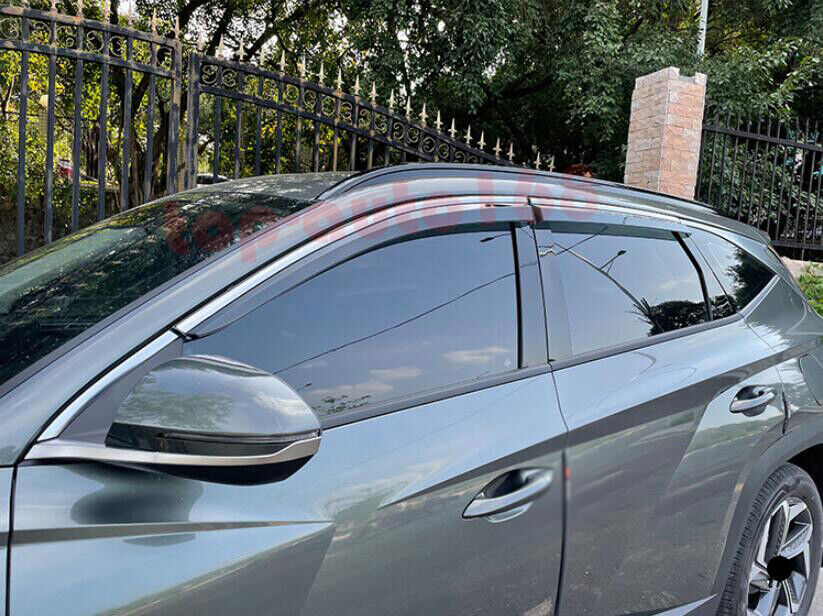for Hyundai for Tucson 2022-23 Smoky W/Chrome Window Visor Vent Shade Sun Rain Guard