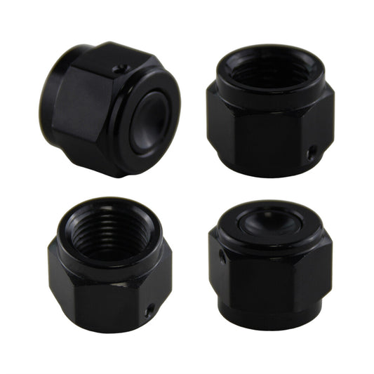 4PCS Aluminum 6-AN AN6 9/16-18 Adapter Female Flare Cap /Plug/ Nut Fitting BK