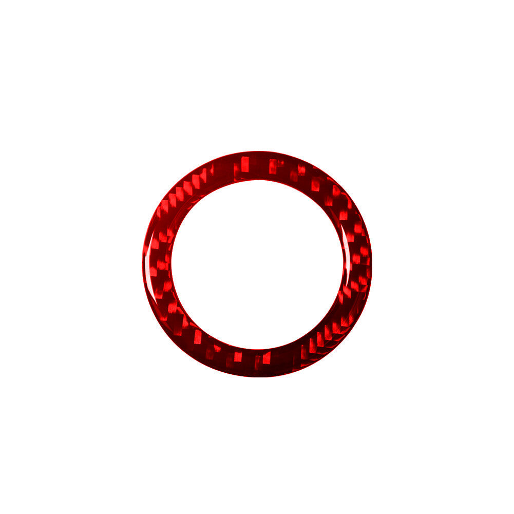 Red Carbon Fiber Interior Ignition Ring Cover Trim for Ford Fiesta 2011-2015