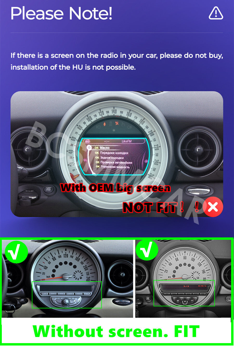 Fit for Mini Cooper 2007-2013 Android 13 Carplay Car Radio Stereo GPS Navi RDS