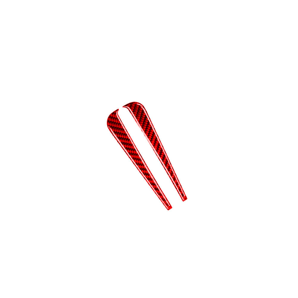 2X Red Carbon Fiber Navigation LCD Strips Trim Cover for Nissan Rogue 2014-2016