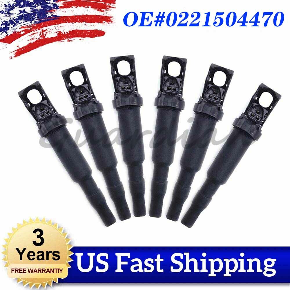 6-Piece Ignition Coil with Connector for BMW 325i 325Ci 328i 330Ci 335i 525i 528i Z4
