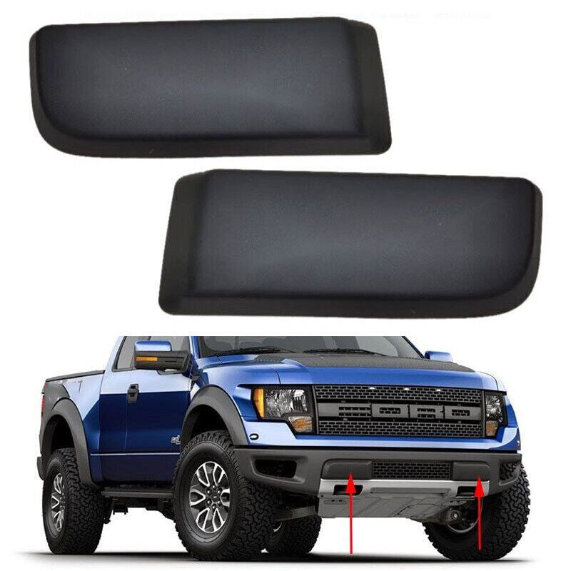 A pair of Beze caps for the front lower bumper hole covers of 2009-2014 for Ford F-150 SVT .