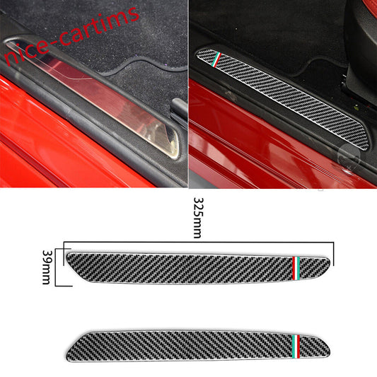 2¡ÁCarbon Fiber Door Sill Guards Scuff Panel Trim for Alfa Romeo Giulia 2017-2019
