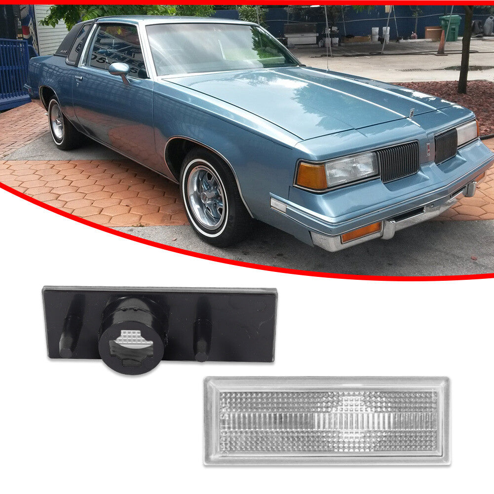 Transparent left/right front marker light housing for 81-88 for Oldsmobile Cutlass 442
