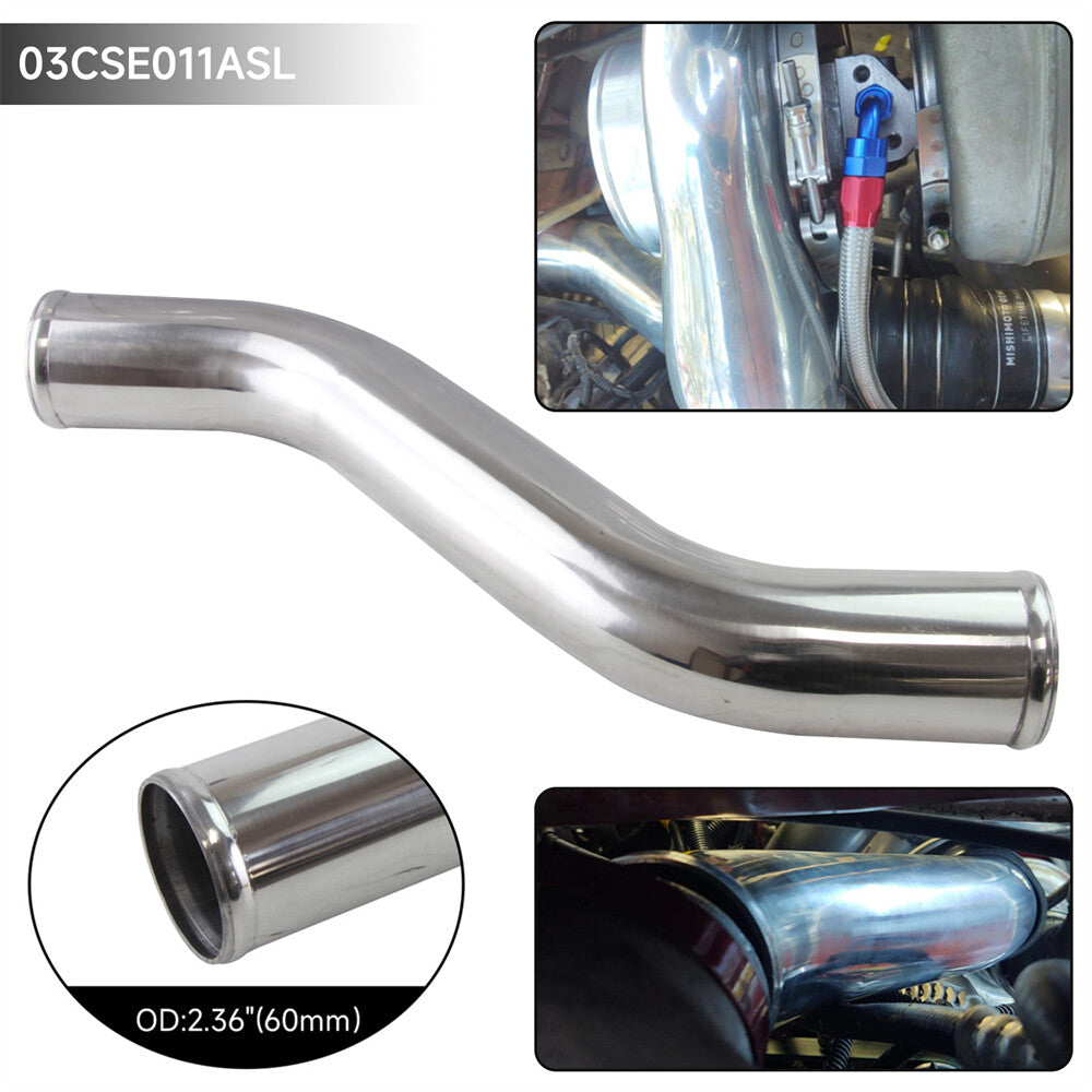 2.36 60mm Z / S Shape Aluminum Intercooler Intake Pipe Piping Tube Hose Silver
