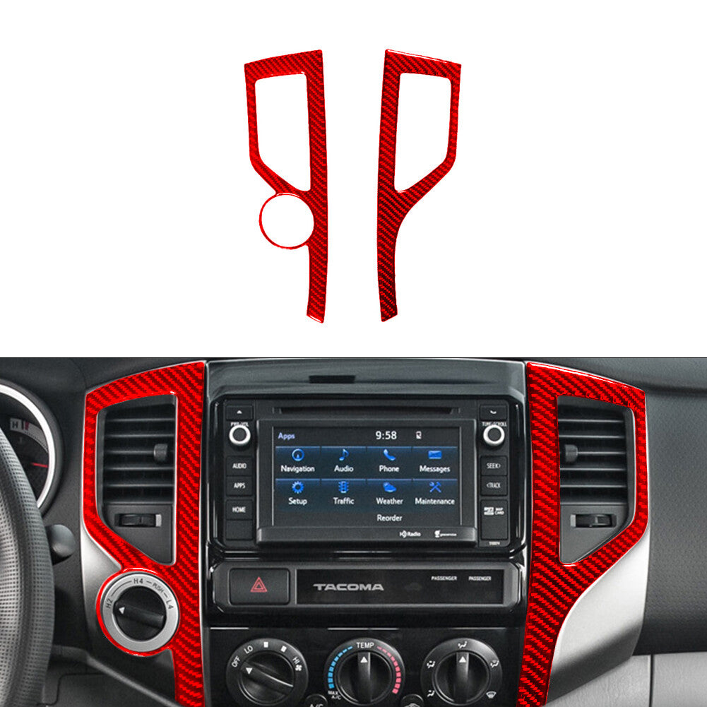 Red Center Vent Trim Cover 4WD Carbon Fiber for Toyota Tacoma 2012-2015 Type-B
