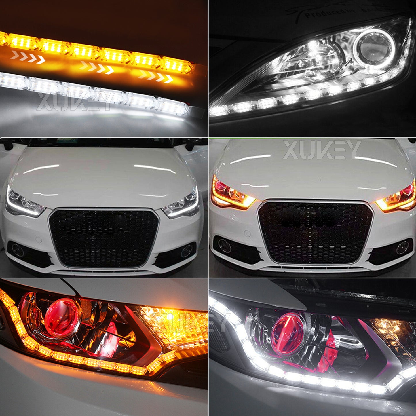 43CM LED Turn Signal Dynamic Strip DRL Headlight Daytime Running Light Lamp White 2