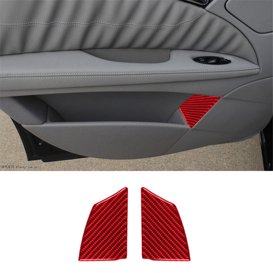 Red Carbon Fiber Rear Door Storage Cover Trim for Mercedes-Benz W211 2003-2009