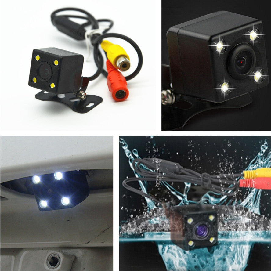Car Rear View Backup Reverse Parking 4 LED Night CCD Square Camera Kit
