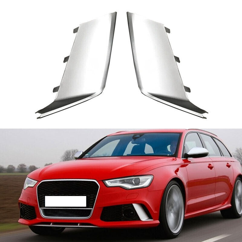 Left+Right for Audi RS6 2013-2018 ABS Plating Front Bumper Fog Light Cover Trim
