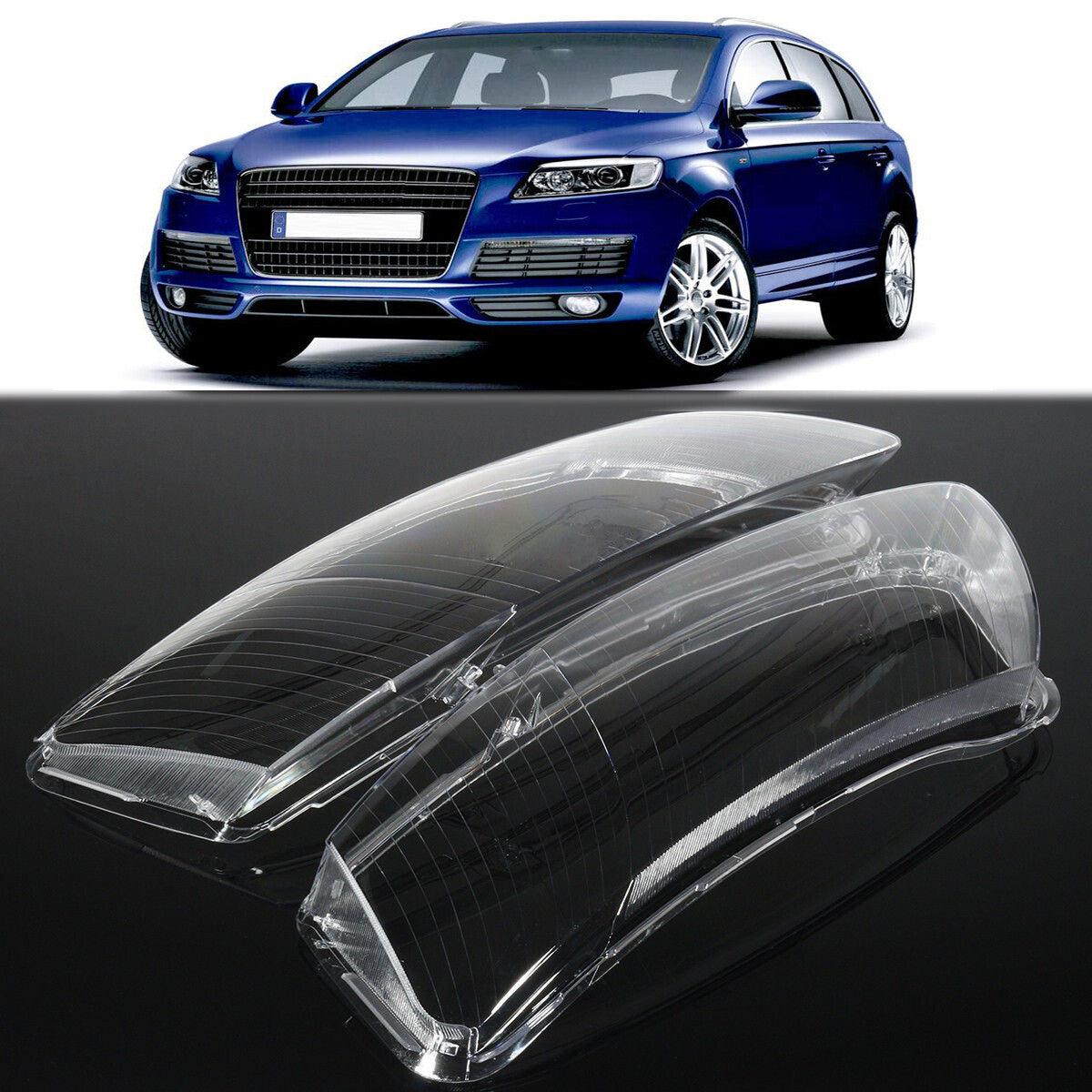 Pair Clear Headlight Lens Right Left Lampshade Covers for Audi A6 C6 2006-2011