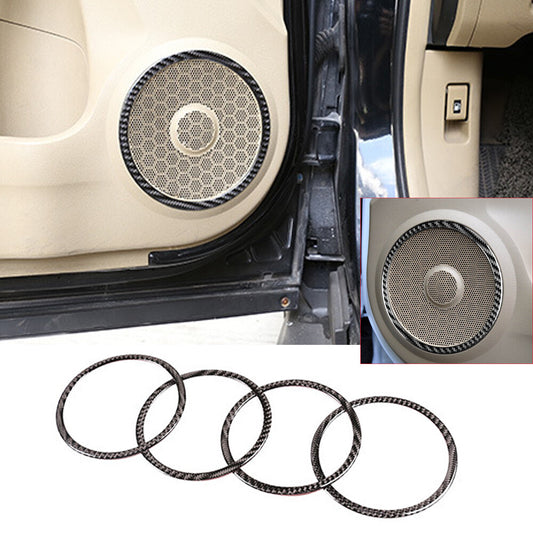 4¡ÁSoft Carbon Fiber Interior Door Speaker Ring Trim for Honda CR-V CRV 2007-2011