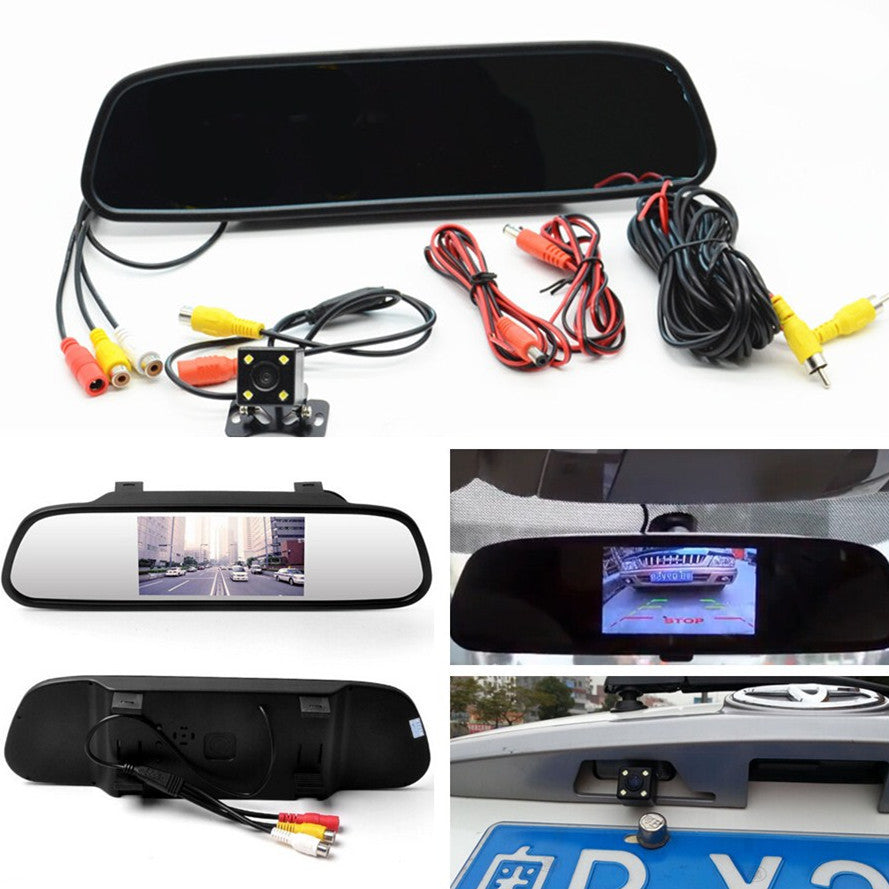 LCD Car Rear View Mirror Monitor LED Reverse Backup Camera Kit