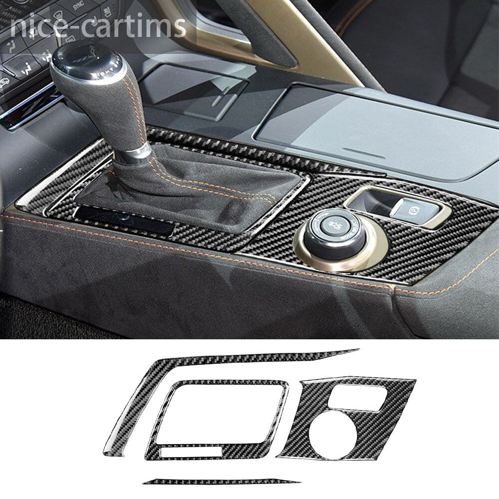 4¡ÁCarbon Fiber Central Gear Shift Panel Cover for Chevrolet for Corvette C7 2014-19