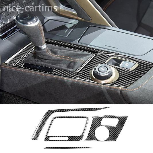 4¡ÁCarbon Fiber Central Gear Shift Panel Cover for Chevrolet for Corvette C7 2014-19