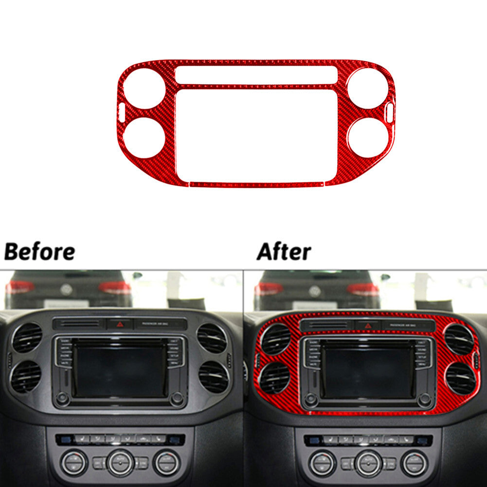 Red Carbon Fiber Center Vent Outer Trim Panel for Volkswagen for Tiguan 13-17