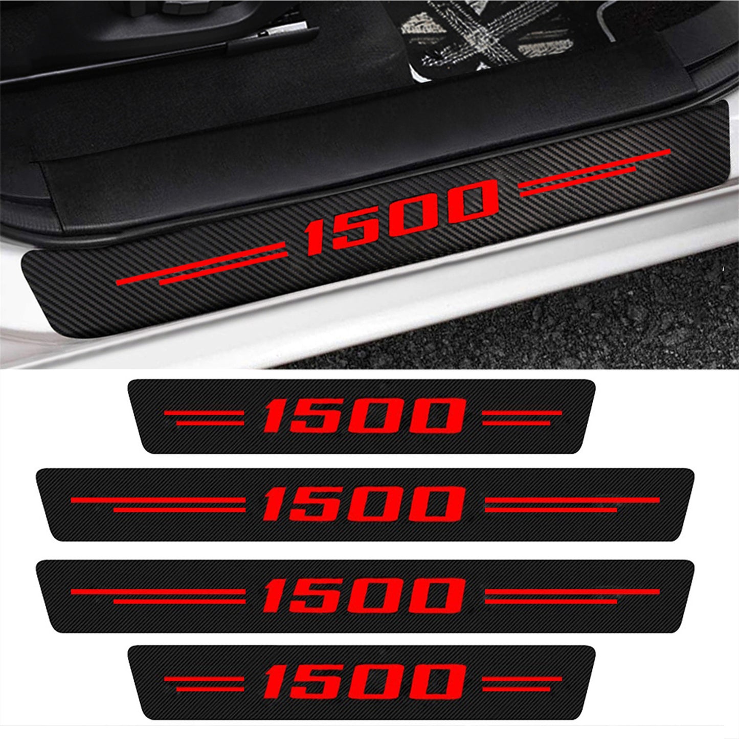 4x for Dodge for RAM 1500 Crew Cab RED Letter Door Sill Cover Scuff Pad Accessories