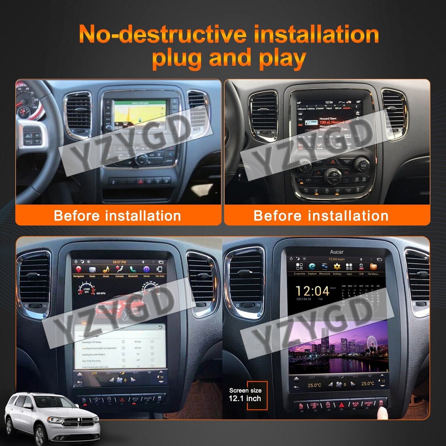 for Dodge Durango 2014-2016 Android CarPlay 2Din Car Radio Stereo Player Screen