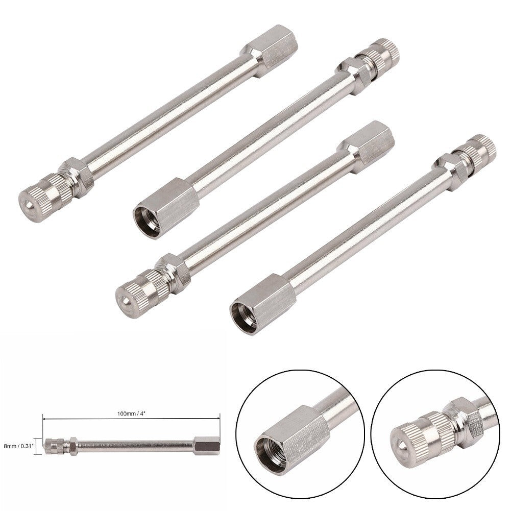 4pcs 100mm Tyre Wheel Valve Extension Extender Cap Metal Stem For Auto Car-Truck