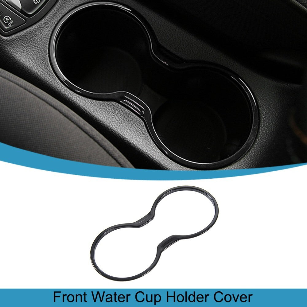 Black ABS Front Water Cup Holder Frame Cover Trim for Jeep Compass 2017-2020
