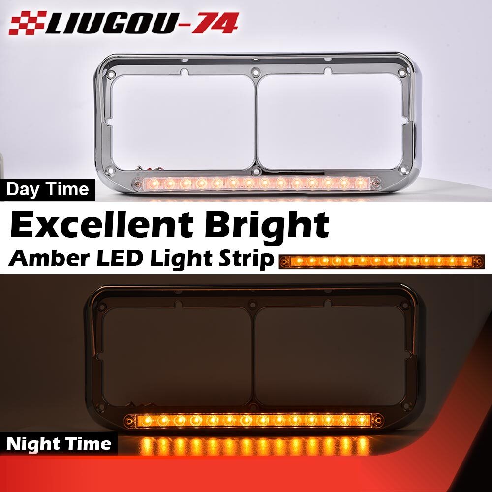 Suitable for dual rectangular 4x6 headlights - clear lens headlight bezel with 1 pair of visors