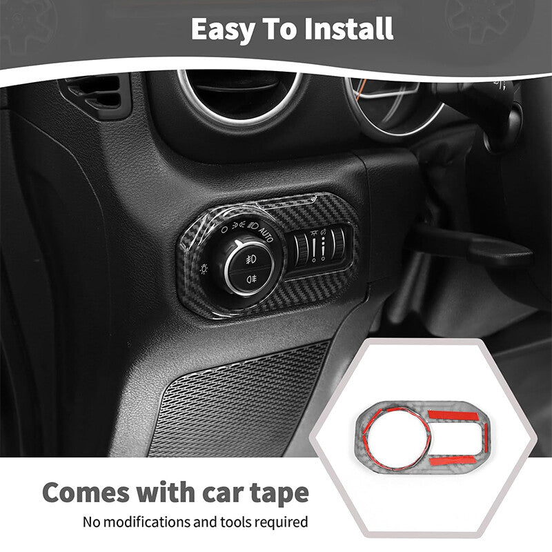 Headlight Switch Button Trim Interior Cover for Jeep for Wrangler JL JLU 2018-24 ABS