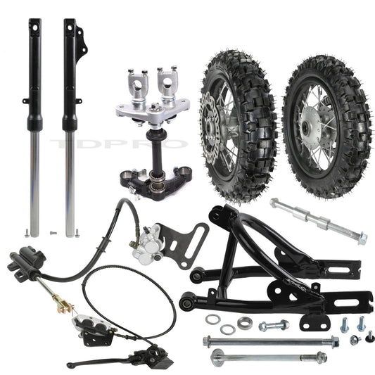 2.50-10 + 3.00-10 Tires  Rim + Fork + Swingarm Pit Bicycle CRF50 TTR50 SSR 70