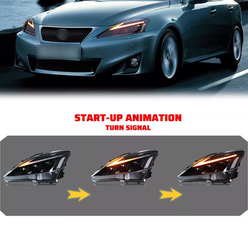 for Lexus IS250 IS350 ISF 2006 - 2013 Animated LED RGB Headlights