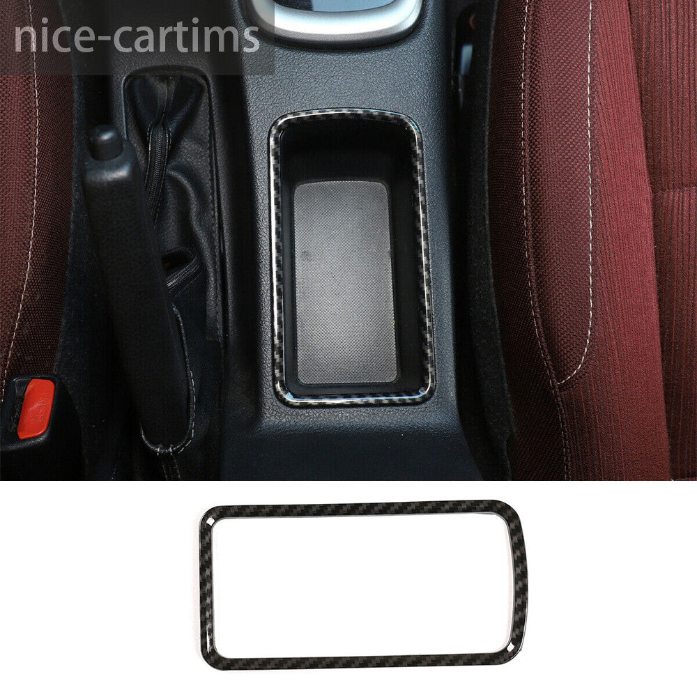 For T@yota Hilux Revo 2015-21 Gear Shift Storage Box Ring Cover ABS Carbon Fiber
