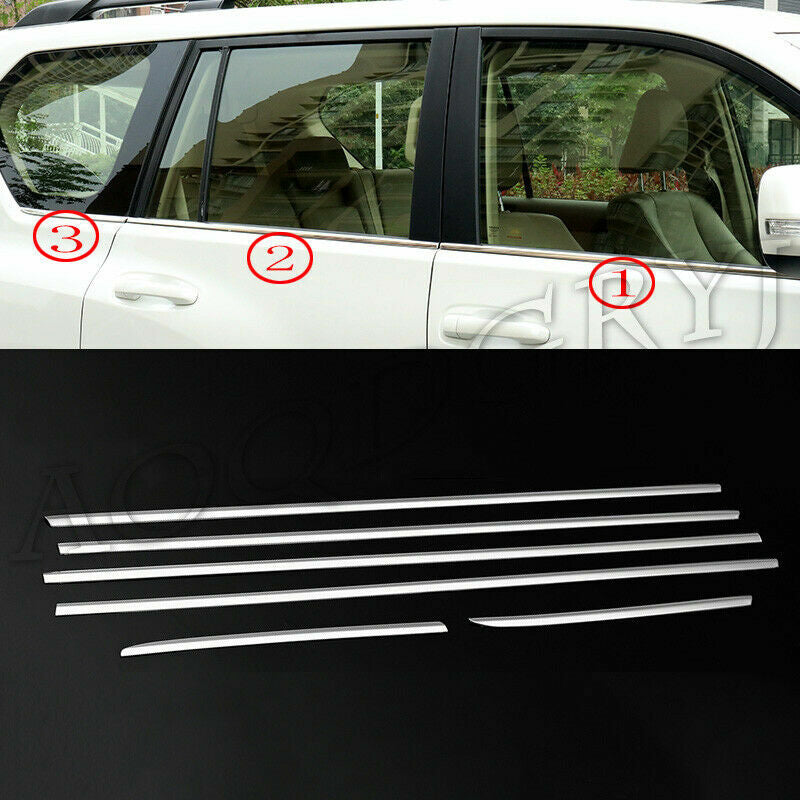 for Toyota Prado Fj150 2010-2021 Chrome Stainless Bottom Window Frame Cover Trim