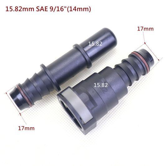 180 Deg SAE 15.82 mm Fuel Line Quick Release Connector Nylon Hose ID 14 mm (9/16)