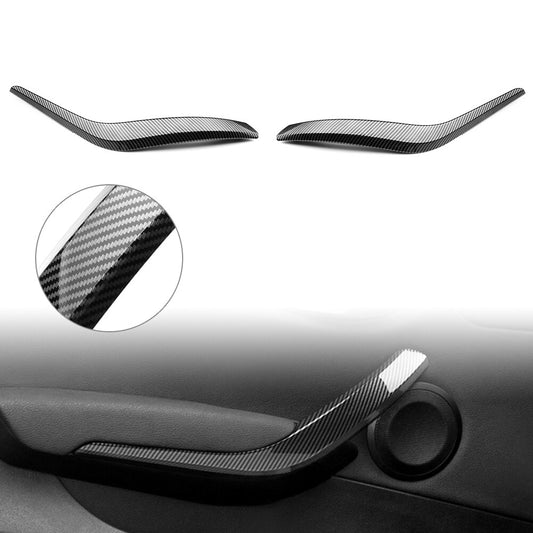 1x Carbon Fiber Inner Door Panel Handle Pull Trim Cover for BMW X1 E84 2010-2016