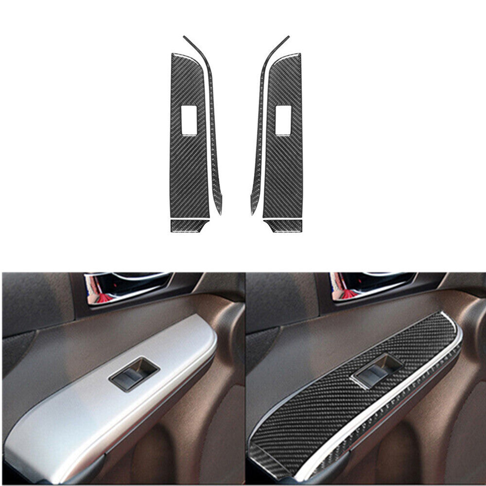 6Pcs Carbon Fiber Rear Door Window Lift Panel Cover Trim for Toyota for Camry 12-14