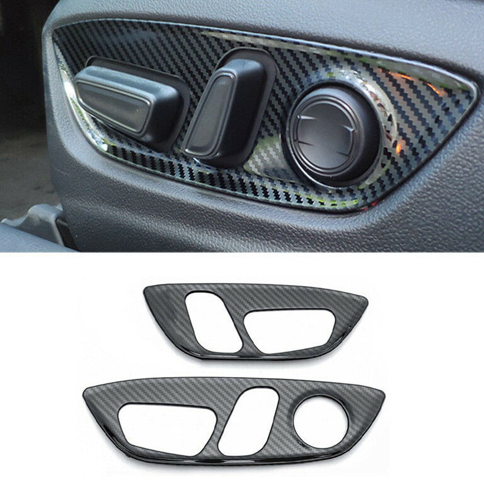 Carbon Fiber Steel for Seat Adjust Handle Button Panel Trim for Toyota for Camry 18-2021