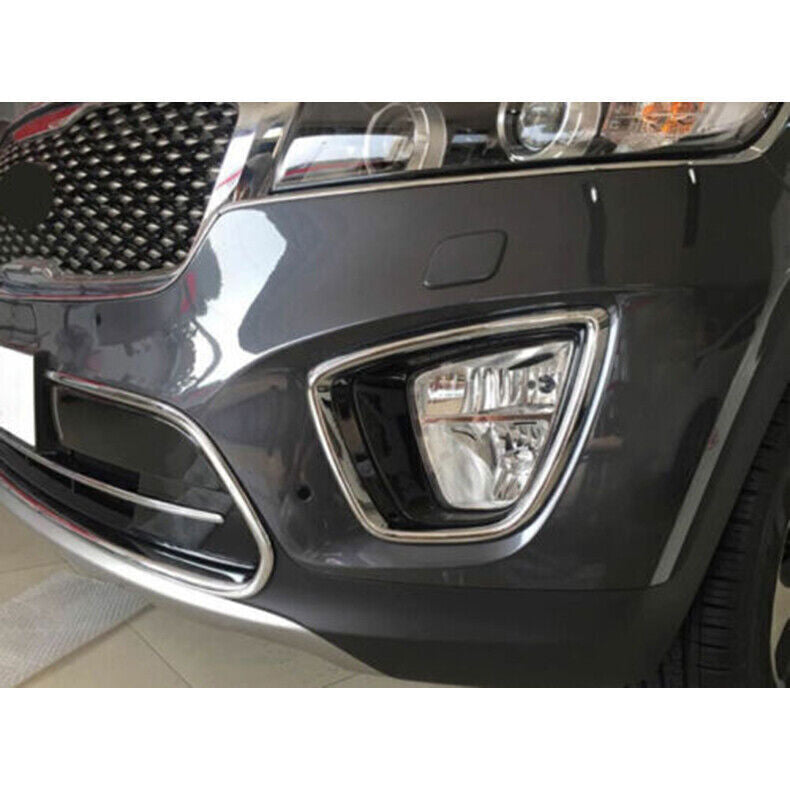 for Kia Sorento 2016-18 Chrome Front bumper Fog Light Lamp Frame Cover Trim 2PC