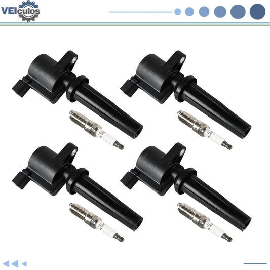 Set of 4 Ignition Coils + Iridium Spark Plugs for Ford Escape for Mazda 3 2.3L L4
