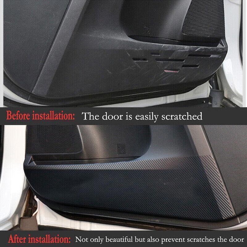 for Toyota Rav4 13-2018 Carbon Fiber Pu Door Anti-kick Panel Guard Cover Trim 4X