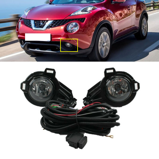 One set of DRL fog lights + fog light covers + wiring harness + switch suitable for Nissan Juke 2012-2014