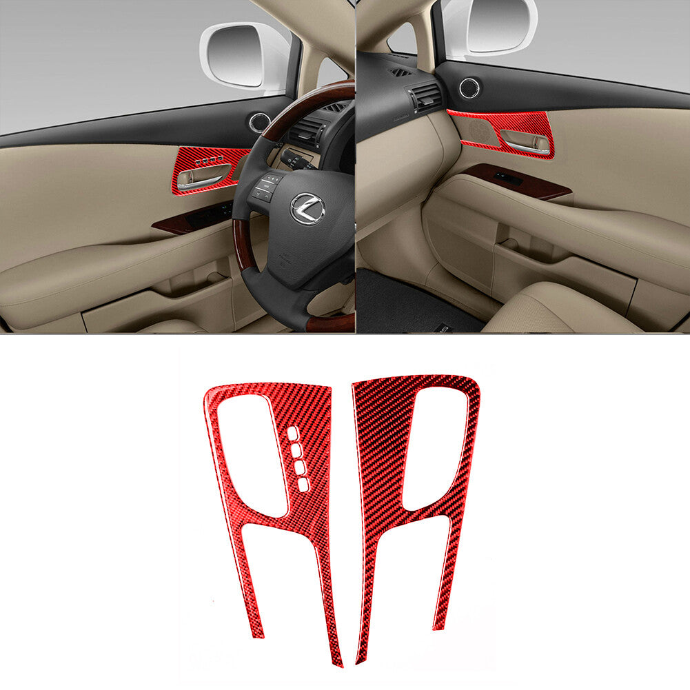 Red Carbon Fiber Front Door Handle Cover Trim for Lexus RX350 RX450h 2010-2012