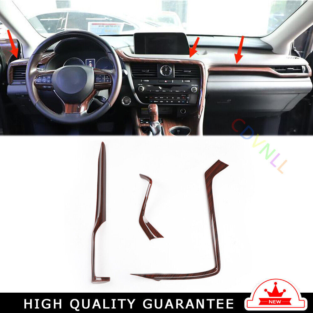 Car Middle Console Dashboard Strip Trim Inner Fit for Lexus RX 2016-20 Red Wood