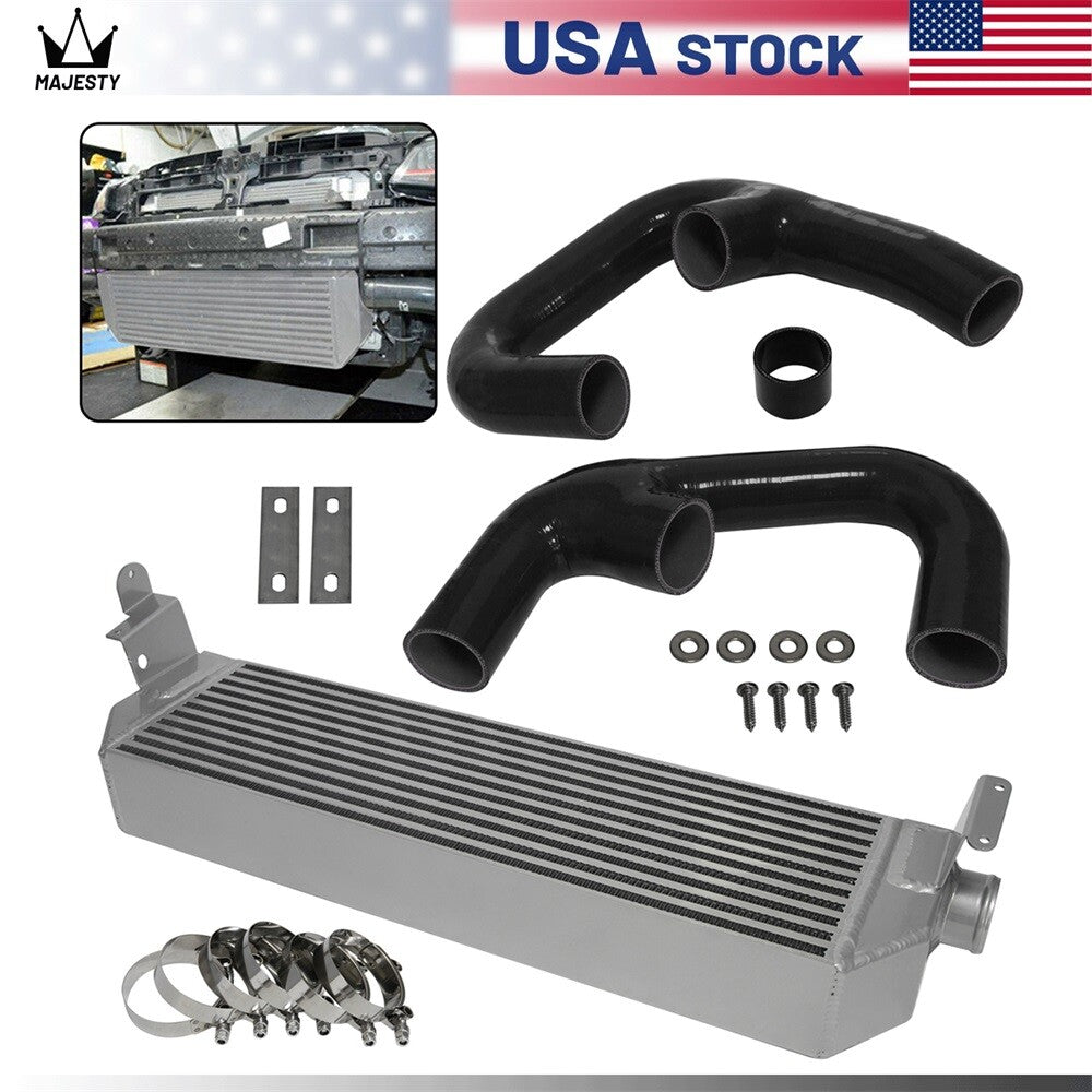 Twin Intercooler +Black Hose Kit for Volkswagen for Golf R GTI MK7 2.0T Silver