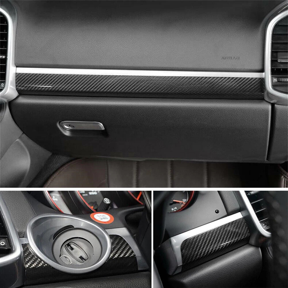 for Porsche for Cayenne 10-16 DRY Carbon Fiber Interior Center Dashboard Panel Cover
