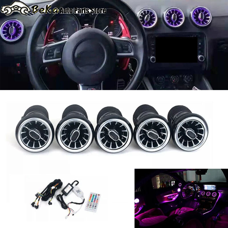 5-Piece LED Front AC Air Vent Socket Turbo Trim Kit for Audi TT 2007-2014