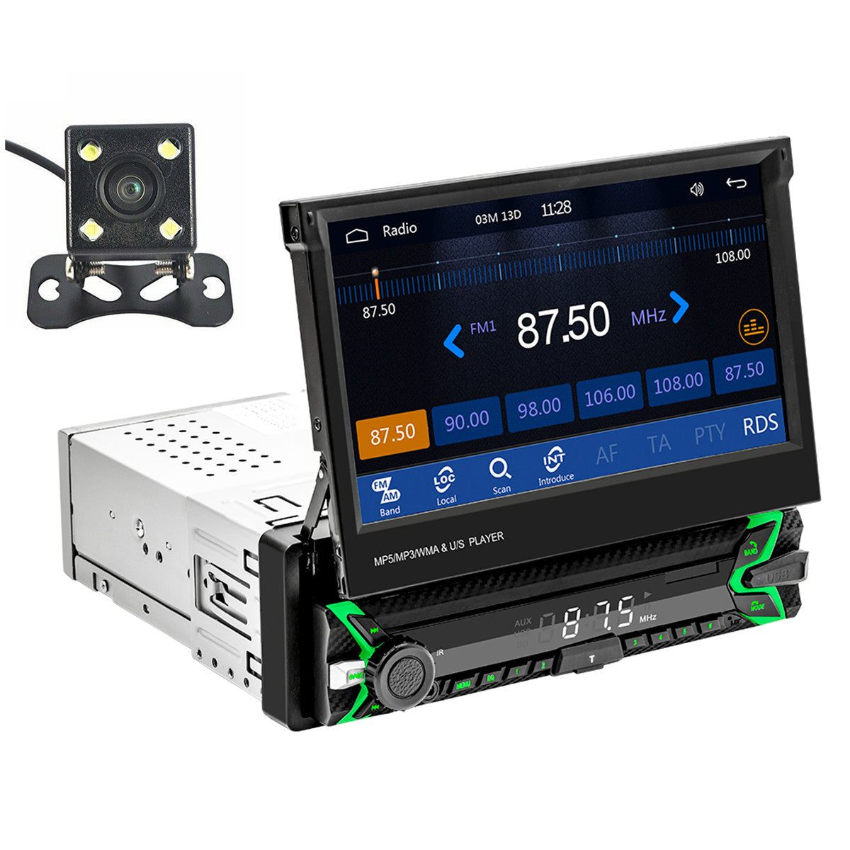 Single 1Din 7in Car Stereo Bluetooth Radio For Apple Carplay Android Auto Camera